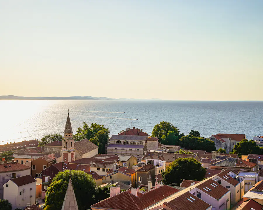 Rooftops and the sea in Zadar, Croatia